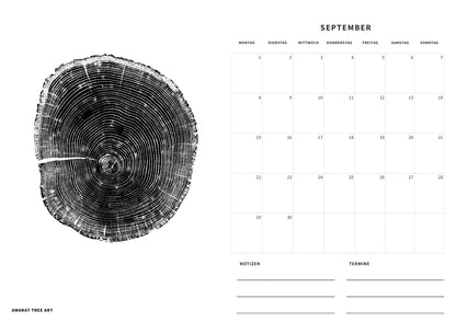 Jahreskalender 2025 - mit 12 Baumprints