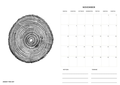 Jahreskalender 2025 - mit 12 Baumprints