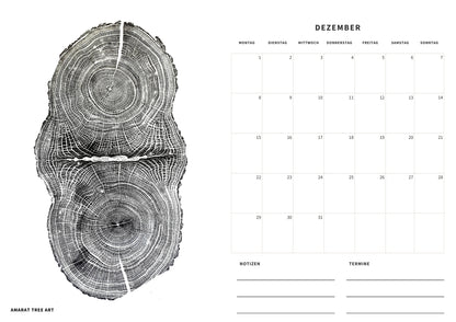 Jahreskalender 2025 - mit 12 Baumprints