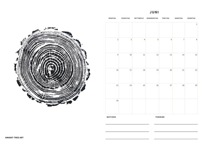 Jahreskalender 2025 - mit 12 Baumprints